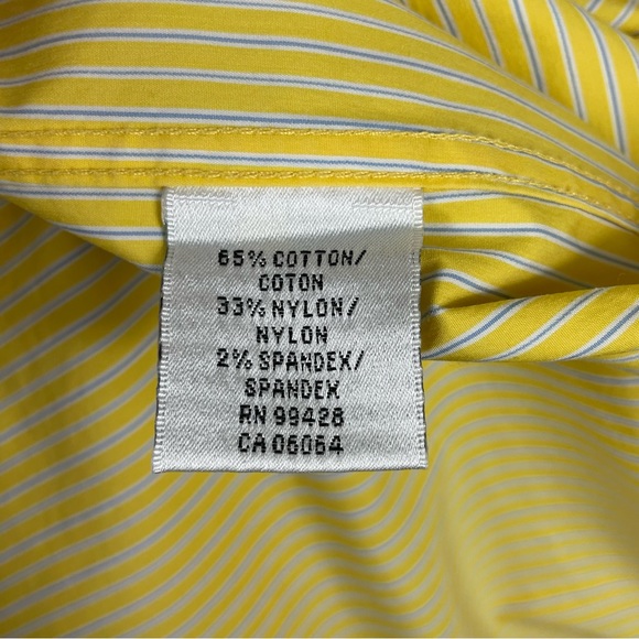 Bugatchi Yellow & Thin Blue Striped Long Sleeve Button Down Dress Shirt XXL - Picture 8 of 11